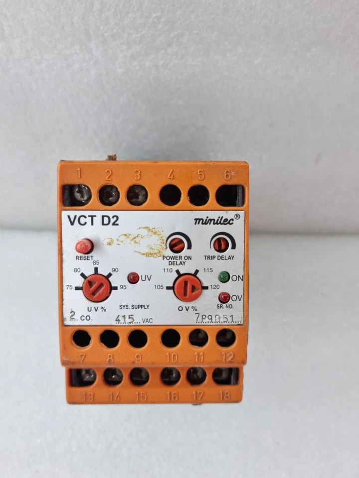 Minilec VCT D2 3-Phase Under/Over Voltage Monitoring Relay 415 V AC FREE SHIP